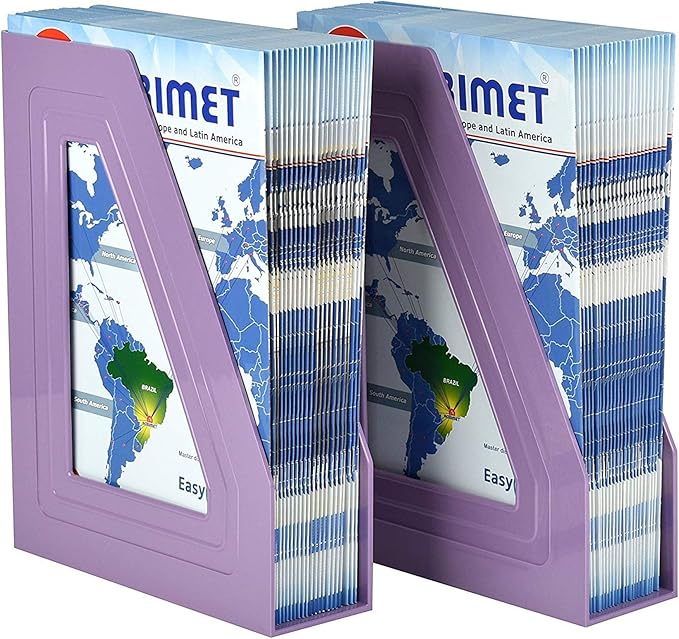 Acrimet Magazine File Holder, Durable Rack, Space-Saving Organizer (Plastic) (Solid Purple Color) (2 pack)