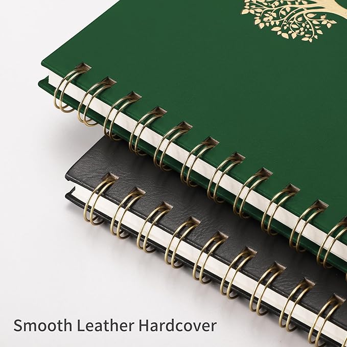 RETTACY Graph Grid Paper Notebook, 110 Pages, A4 Large Size (8.5'' × 11''), 5 Squares per Inch, Leather Hardcover, 100 GSM Thick Paper, for School, Students, Math, Engineering (Dark Green)