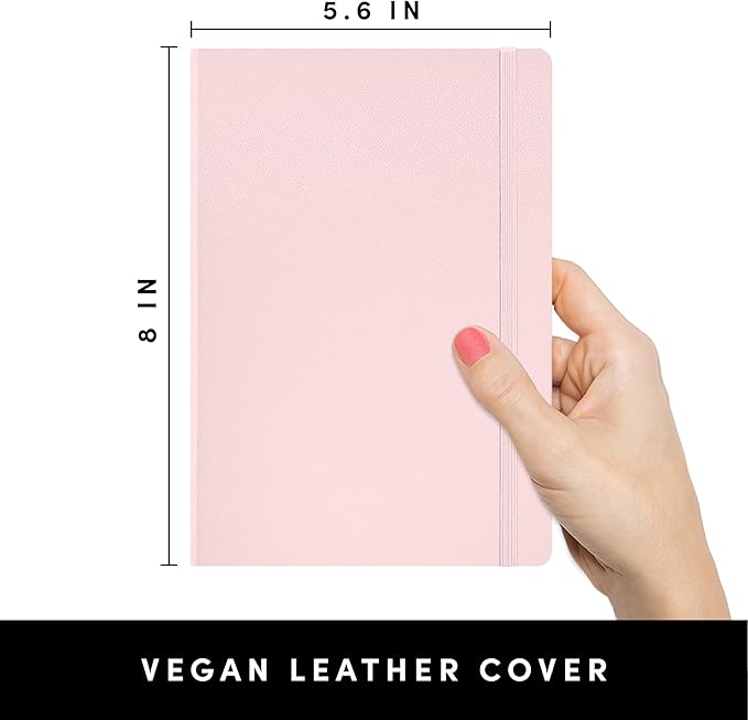 PAPERAGE Lined Journal Notebook, (Blush), 160 Pages, Medium 5.6 in x 8 in - 100 GSM Thick Paper – Hardcover Journaling Notebook for Work, School & Note Taking
