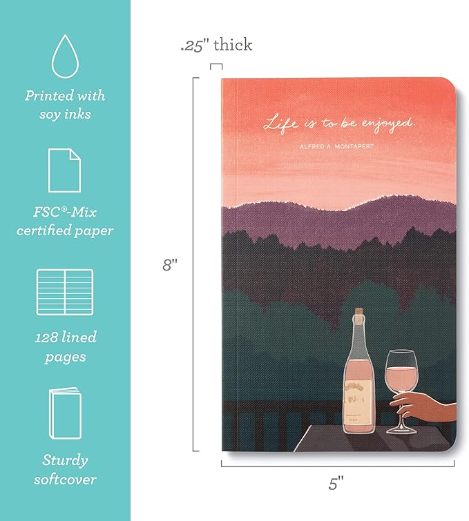 Compendium Softcover Journal - Life is to be enjoyed. – A Write Now Journal with 128 Lined Pages, 5″W x 8″H