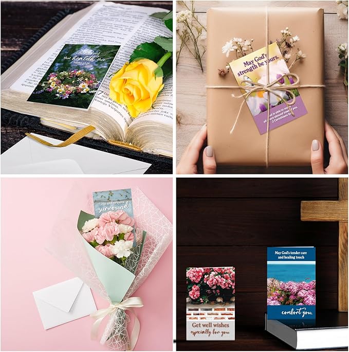 50 Pack Religious Get Well Cards with Scripture Assorted Bible Verse 4 x 6 Inch Affirmation Inspirational Christian Landscape Photography Wishing You Well Greeting Cards with Envelopes