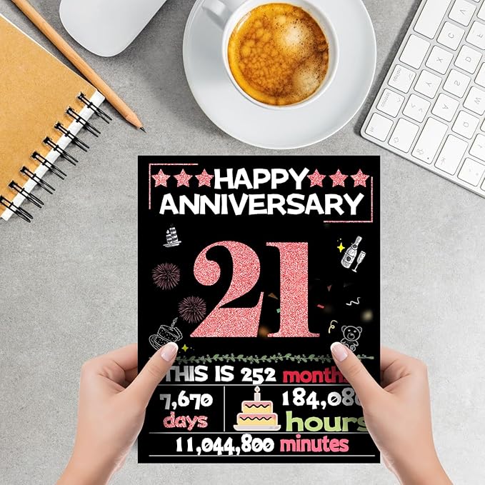 Joycard 21st Anniversary Card for Women, Wedding Card for Wife, Sweet Marriage Decorations Gifts for Couple, Perfect for Her on Anniversary Day, Back in 2004