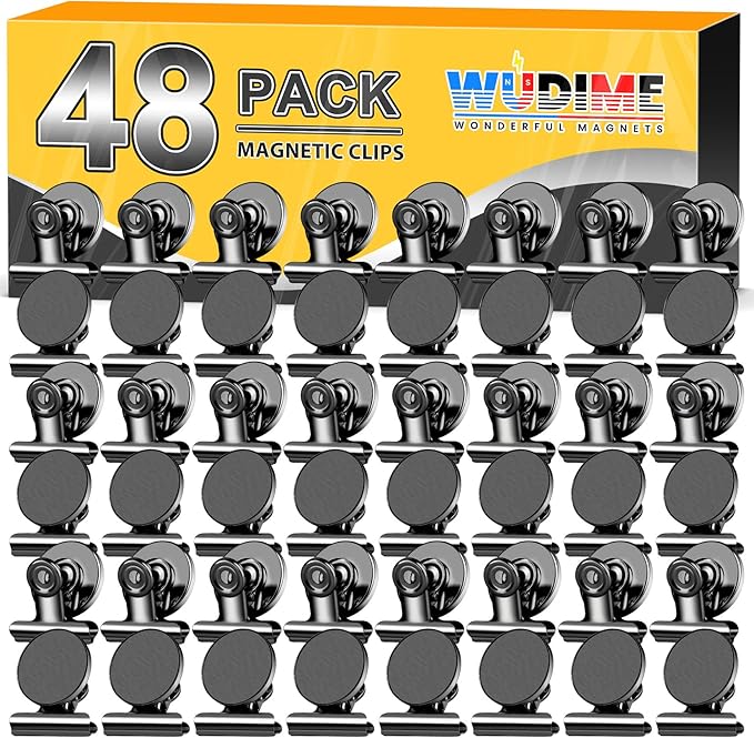 48 Pack Magnetic Clips, Refrigerator Magnets Fridge Magnets, Black Magnet Clips for Whiteboard, Clip Magnets for Photo Displays, Home, Office,Classroom