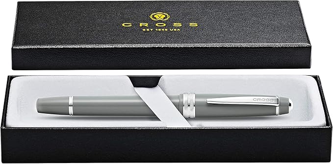 Cross Bailey Light Refillable Fountain Presented in a Everyday Gift Box - Medium Point, Black Ink, Polished Gray