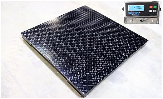 SellEton 60" x 60" (5' x 5') Accurate Floor Scale/Pallet Size with Digital Indicator and Medium Duty Industrial Weighing | 1000 lb x 0.2 lb