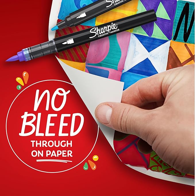 Sharpie Creative Paint-like Brush Tip Acrylic Markers, Assorted Colors, 12 Count, Perfect for Art and Craft Supplies