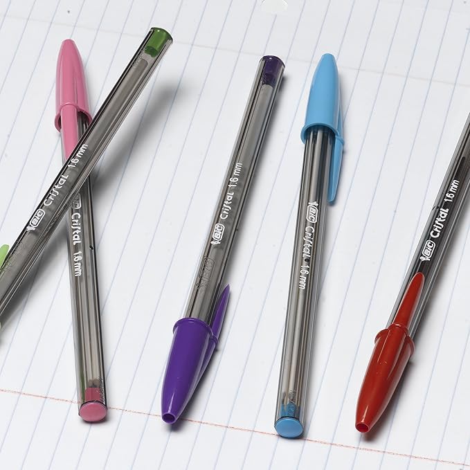 BIC Cristal Xtra Bold Ballpoint Pens, Bold Point (1.6mm) For Vivid And Dramatic Lines, Assorted Colors, 24-Count Pack, Perfect Ink Pens