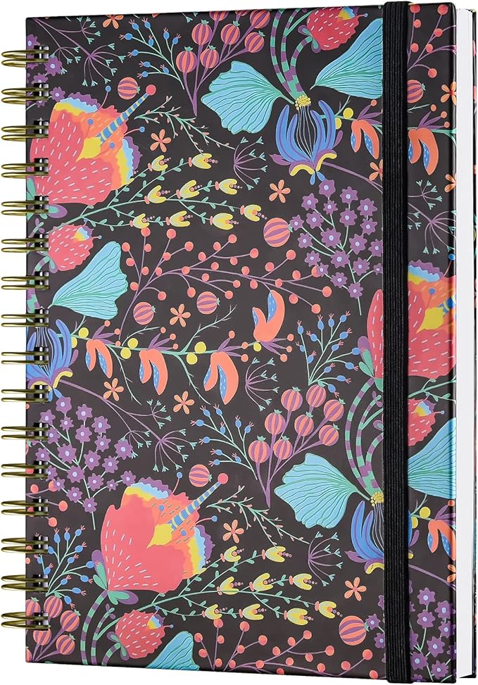 Spiral Notebook, A5 Lined Journal for Women, Hardcover Spiral Journal with 2 Pockets, College Ruled Notebooks, Cute Notebook for Office, School Supplies, Gifts (160 Pages, 6.3" x 8.46")