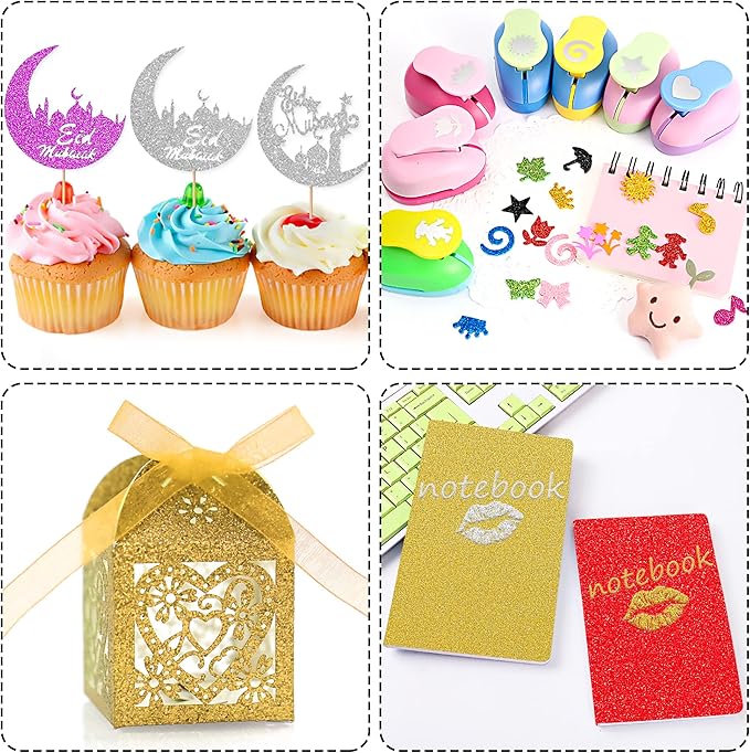 24 Sheets Colored Glitter Cardstock Paper, A4 Premium Sparkly Paper for Scrapbook, DIY Projects, Party Decoration, Gift Box Wrapping 250GSM/92lb