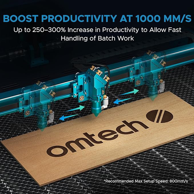OMTech Pronto 130W CO2 Laser Engraver | 51" × 35" Laser Cutting Machine with Autofocus | 2-Way Pass, Air Assist, Red Dot Pointer | Ideal for Wood, Glass, Acrylic, and More