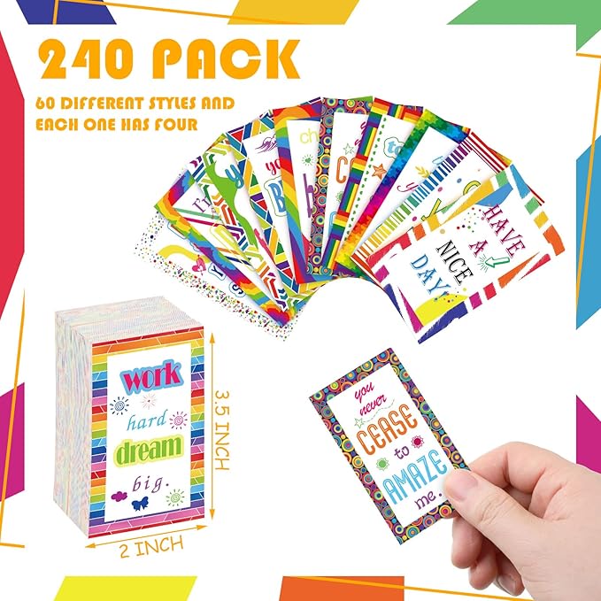 Jinei 300 Inspirational Affirmation Cards Positive Motivational Cards Small Mini Encouragement Quotes for Women Mother's Day Church(Rainbow Style)