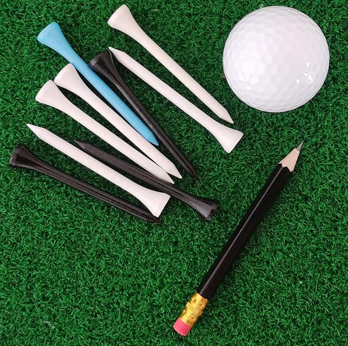 Adhere 25pcs Half Pencils Golf Pencils with Eraser Pre-sharpened Hexagon Woodcase Pencils Graphite 2B including a Sharpener for Golf Event Scoring,Classroom,Wedding,Pew, Pocket (Black)