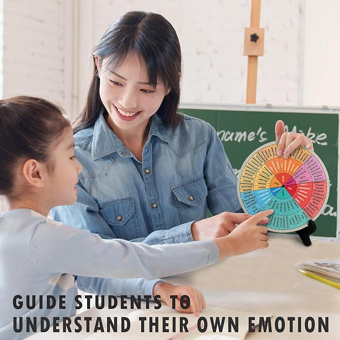 Feelings Wheel, Double-Sided Emotion Wheel with Stand, Counseling Office Must Have, Feelings Wheel Suitable for Therapy Office Decor School Counseling Office Must Have (ML, 1)