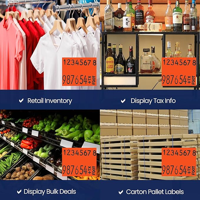 Perco Red Pricing Labels for Monarch 1136 Price Gun - Case of 8 Sleeves, 112,000 Pricemarking Labels Value Pack - with Bonus Ink Rolls Included