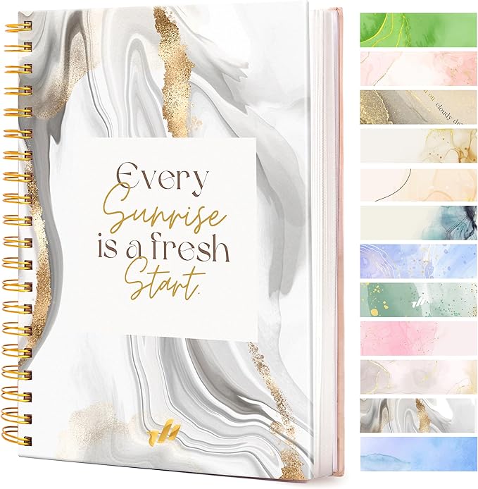 Spiral Journals - 10.25" x 7.25" - 300 Pages - Cute Spiral Notebooks for Women, Work Journal Notebook for Women (Fresh Start) Marble