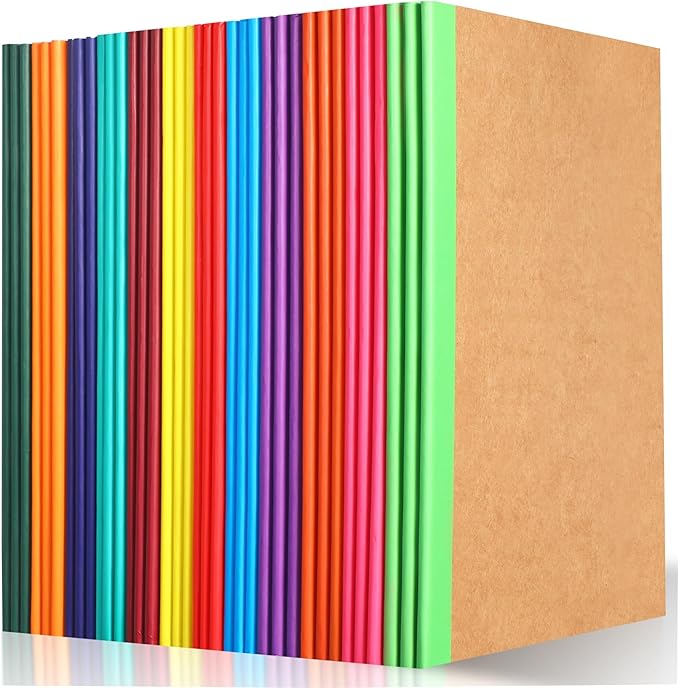 miikoul 36 Pack Composition Notebooks Bulk, A5 Kraft Lined Notebooks College Ruled Journal withs Rainbow Spines, 60 Pages Travel Journals for School Office Supplies,8.3"x 5.5",12 Colors