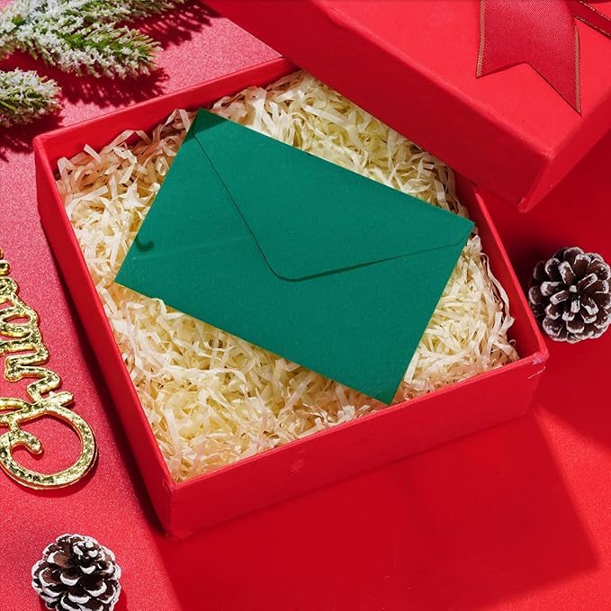 jiebor 100 Sets Small Green Envelopes with Small Blank Gift Business Card Wedding Invitation Pocket Envelopes for Graduations Wedding Shower Holiday 4.37 x 2.91 Inch