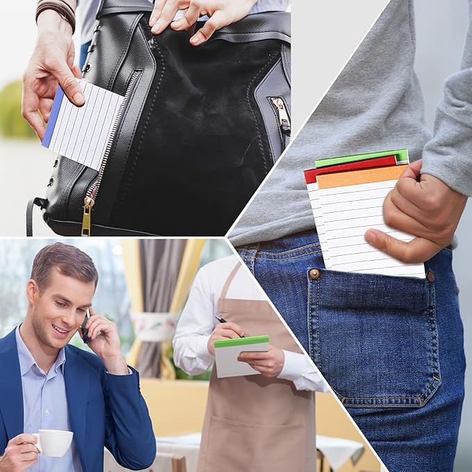 Colarr 24 Pack Legal Pads 3 x 5 Inches Lined Notepads 50 Sheets Wide Ruled Writing Pads for School College Office Business