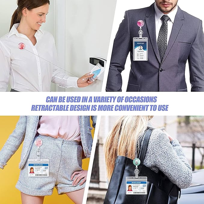 Retractable Badge Reel, Badge Holder with Alligator Clip, Cute Badge Clip on ID Name Card Holders for Nurse Doctor and Office (3Pack Pretty Cats)