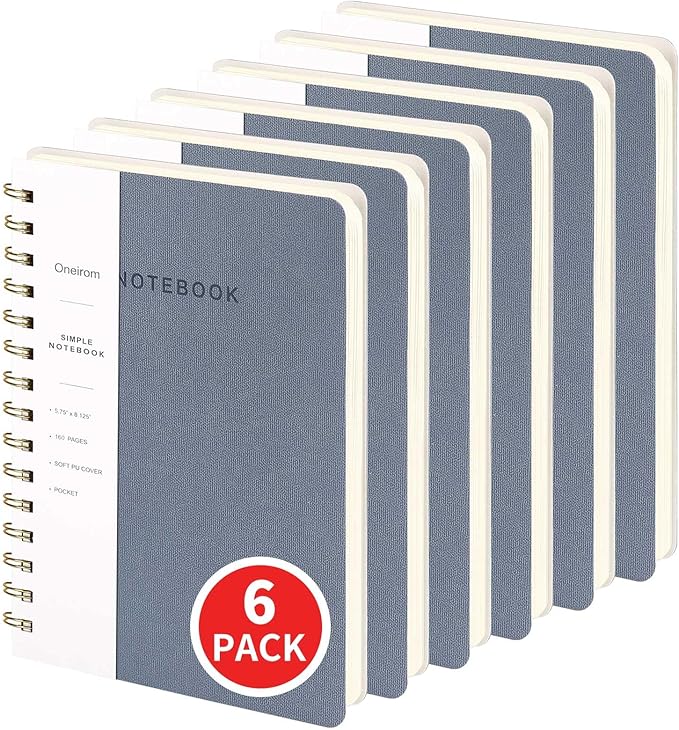 Lined Spiral Notebook College Ruled A5 Journal Book for Note Taking, 160 Pages Writing Journal for Office and Home School Supplies 5.75x8.125 inch (6-Reef Blue)