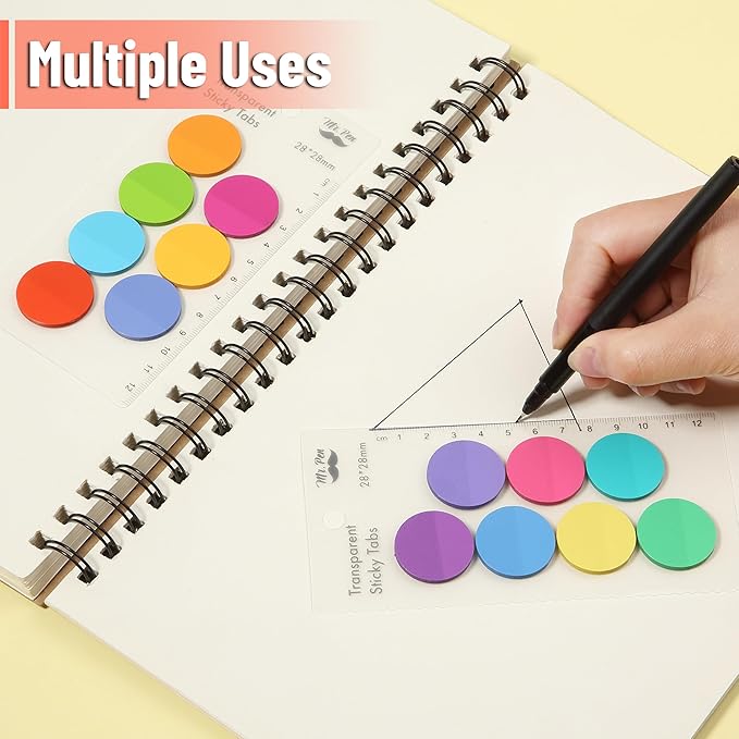 Mr. Pen- Transparent Sticky Note Set, 560Sheets, Colorful, Round Transparent Sticky Notes Set, Bible Sticky Notes Clear Sticky Notes Transparent, Bible Notes, Transparent Sticky Notes for Bible Study