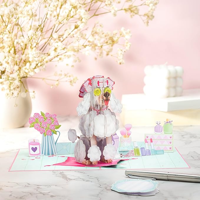 Relax Mom Pop Up Cards, Poodle, You're Fabulous Mom, 3D Greeting Cards, Gift for Mothers Day, Birthday, Wife, Stepmom, Mother in law, 5x7 - Includes Envelope And Message Note