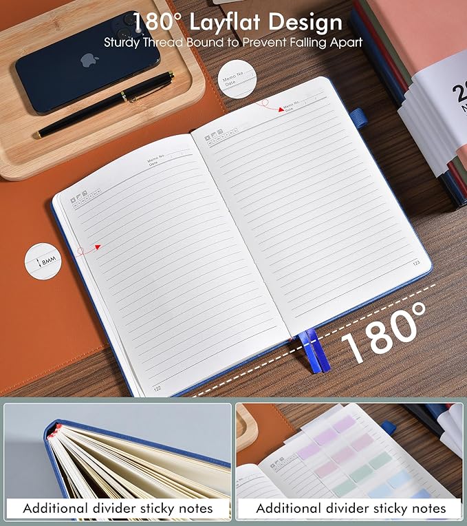 Lined Journal Notebook for Men Women, 200 Numbered Pages Leather Hardcover Journal with Pen, A5 Journaling Notebooks, Thick Paper College Ruled Journals for Writing Work 5.75'' X 8.38'' Navy Blue