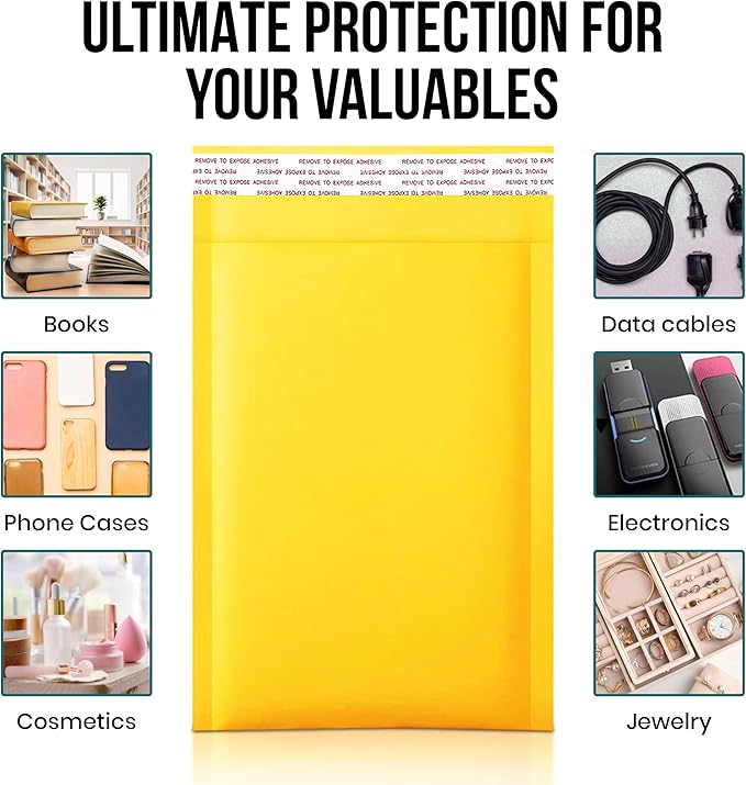 Levex - #3 8.5" x 14.5 [50 Pack) Kraft Bubble Mailers, Padded Envelope Mailers, Packing Envelope & Mailing Bags for Shipping
