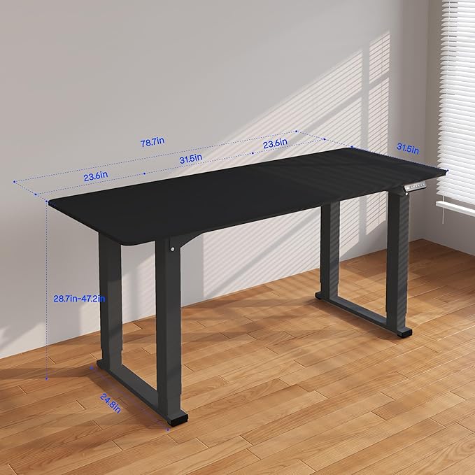 SANODESK 4-Leg Standing Desk, Electric Height Adjustable Desk with Memory Presets for Home Office, Stand up Desk Computer Workstation, 78x32 Inches Black