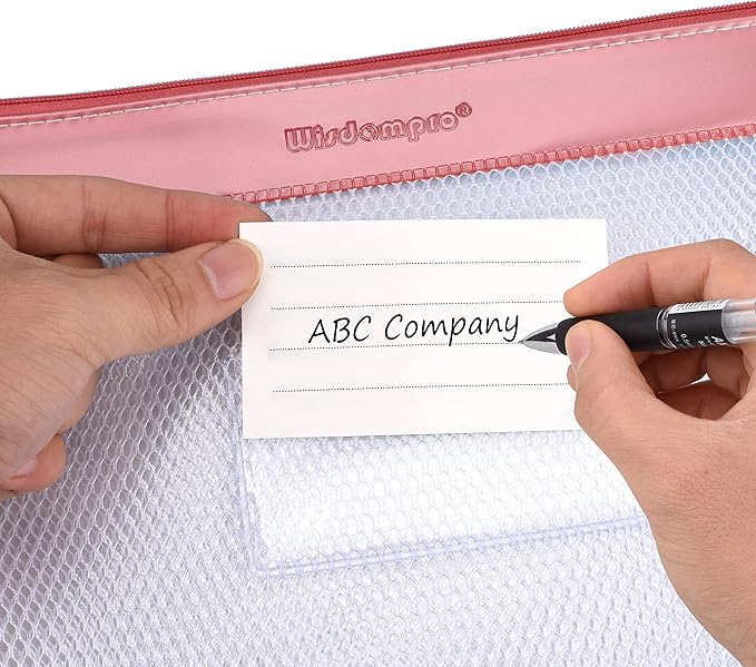 Zipper Pouch, Wisdompro 4 Packs Durable Letter Size Waterproof Mesh File Bag, Document Organizer - Pink