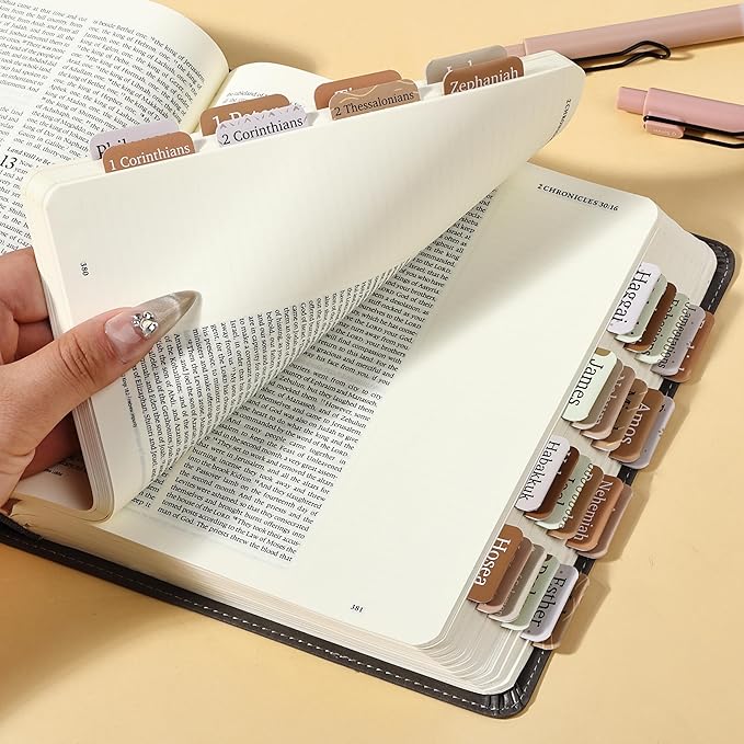 Mr. Pen- Bible Tabs, 75 Tabs, Coffee Palette, Laminated Bible Tabs for Women and Men, Bible Tabs for Study Bible, Bible Index Tabs, Bible Book Tabs, Bible Labels Tabs, Mr Pen Bible Tabs