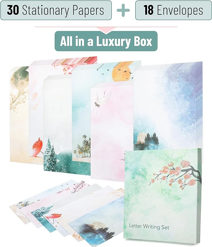 Mr. Pen- Boxed Stationary Letter Paper and Envelopes Set, 30 Stationary Papers+18 Envelopes, Stationery Sets, Stationary Set, Stationary Paper, Letter Stationery Set with Envelopes, Stationery Paper