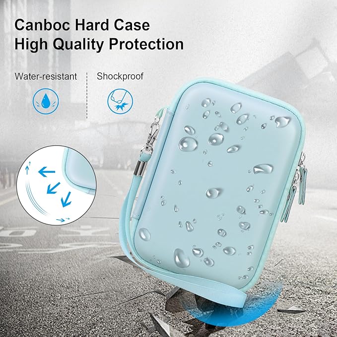 Canboc Case for Memoking/Ponek/Phomemo/Omezizy/Memoqueen T02 Mini Printer Sticker Printer/Phomemo M02 Printer, T02 Portable Thermal Printer Box for Thermal Paper, USB Cable, Blue (Case Only)