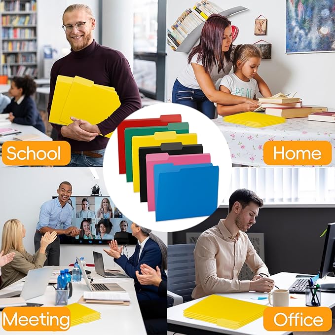 Yellow File Folder,1/3-Cut Tabs,File Folder Letter Size,8.5x11 File Folders for Office,School and Home,Organizer Folder(36 Packs)