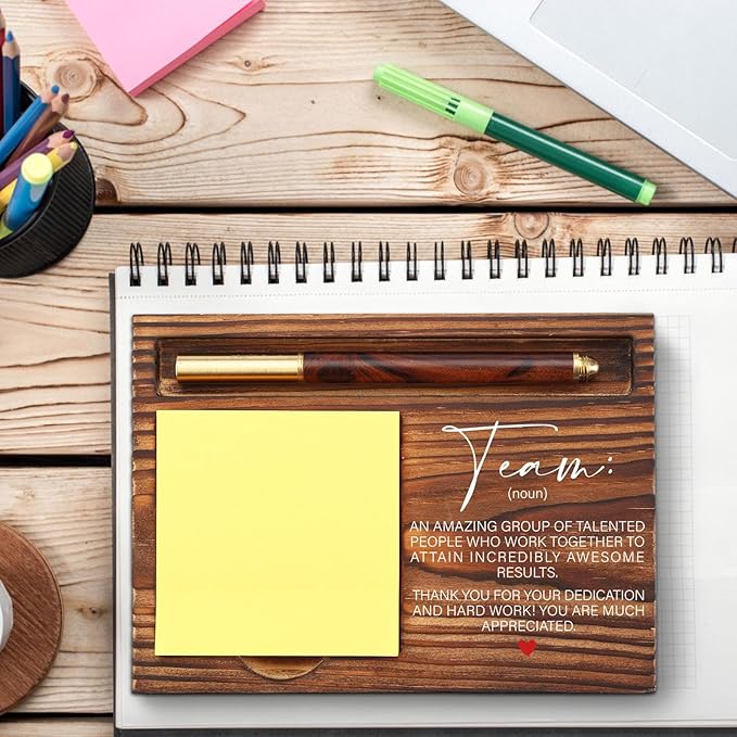 Thank You Team Sticky Note Holder, Team Gifts for Employees, Team Appreciation Gifts for Coworkers, Team Building Gifts for Employees, Teamwork Gift Desk Self-Stick Note Pad Holders TZP08