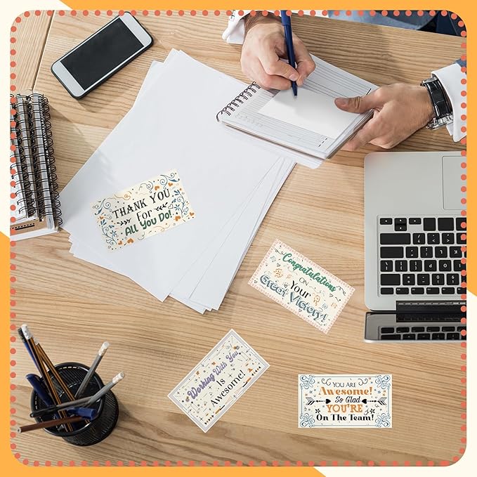 Yeaqee 240 Pcs Employee Appreciation Kudos Cards Funny Blank Back Motivational Card Encouragement Thank You Note Recognition Card for Teacher College Affirmation Gift(Drawing)