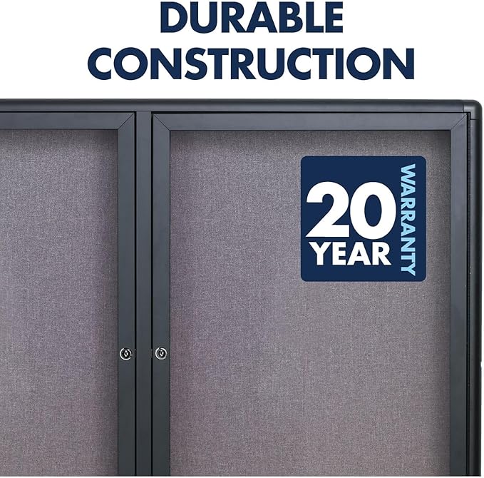 Quartet Enclosed Radius Fabric Bulletin Board, 6' x 4', 3 Door, Graphite Frame (2367L)