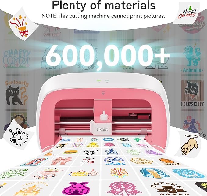 Likcut Vinyl Cutter Machine, Upgrade Cutting Machine Glee S501 for DIY Joy, Portable Smart Cutting Tool for Crafter, Sticker Decal Maker Printing for Family & School Fun Projects and Decorations, Pink