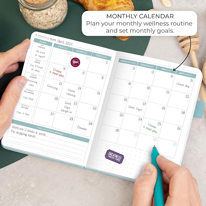 Clever Fox Food Journal Pocket - Daily Food Diary, Meal Planner to Track Calories & Nutrients, Weight Loss Tracker Notebook, 4x5.5” (Aquamarine)