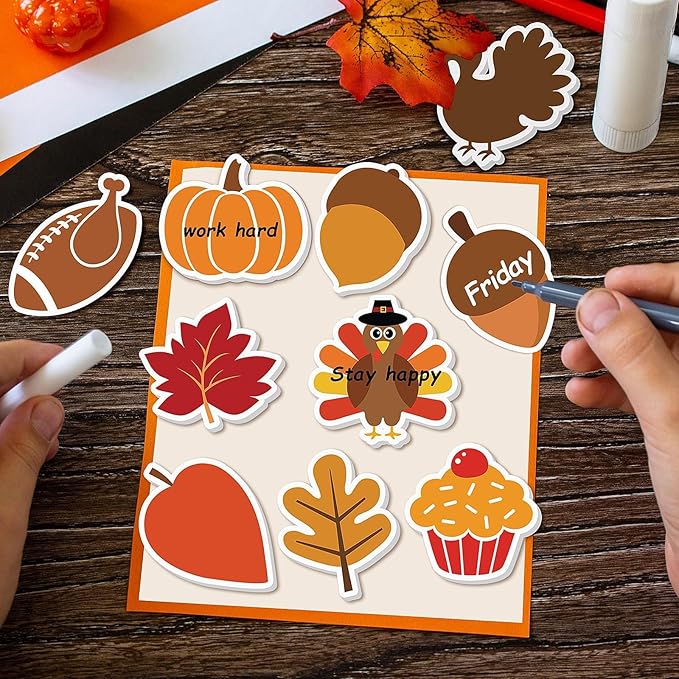 48 Pcs Fall Thanksgiving Day Sticky Notes Cute Thanksgiving Pumpkin Nut Leaf Turkey Cake Self Sticky Memo Pads for Thanksgiving Office School Classroom Student Kids Autumn Party Present