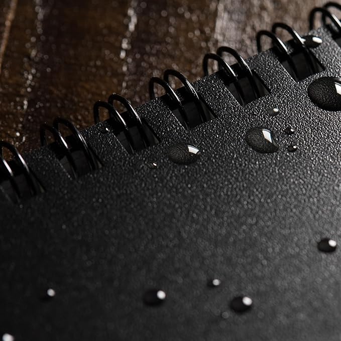 Rite In The Rain All-Weather Side-Spiral Notebook, 4 5/8" x 7", Black Cover, Universal Pattern (No. 773)