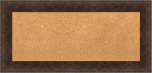 Amanti Art Natural Cork Board for Wall, 17x35 Vision Board with Brown Wood Frame, Medium Corkboard Office Decor for Home Organization, Casual Corkboard Pinboard to Display Items for Home Organization