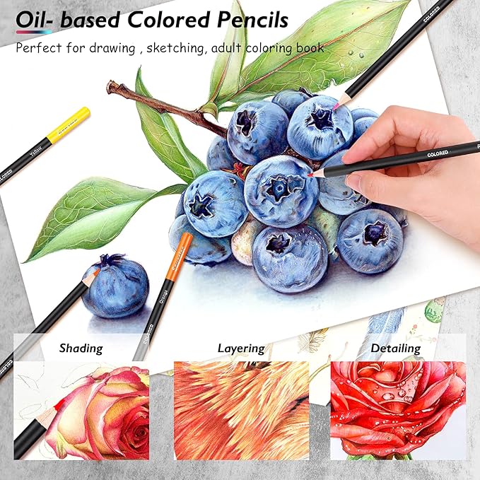 Soucolor 73 Pack Art Supplies Sketching Kit for Adults Kids Teen Gifts, School Supplies, Drawing Sketching Pencils with Sketchbook, Coloring Book, Colored Watercolor Metallic Graphite Charcoal Pencils
