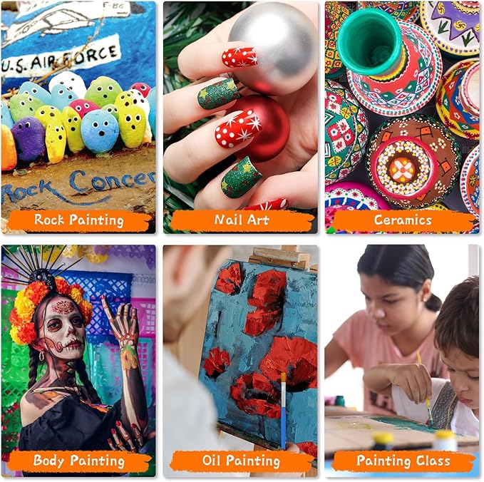 Paint Brushes Set for Acrylic Painting, 100 Pcs Flat Art Painting Brushes Acrylic Paint Brush, Nylon Paint Brush for Kids Adults Oil Watercolor Rock Painting Body Face Nail Art