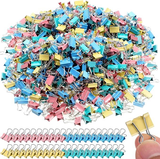 Jetec 500 Pieces 0. 6 Inch Colorful Binder Clips Bulk Small Paper Clamps Metal Paper Clips for Teachers Students Classroom Business Office and School Office Supplies