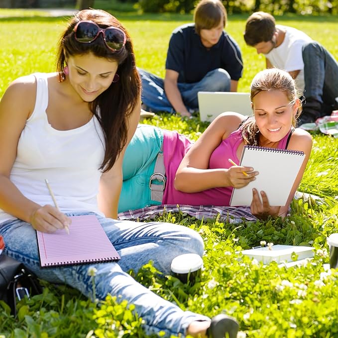 6 Pcs Legal Pad Top Spiral Bound Notebook 70 Sheets Wirebound Notepad Double Sided Ruled Memo Steno Book with Stiff Back Cover for Business(8.5 x 11 Inches,No Holes,Purple)