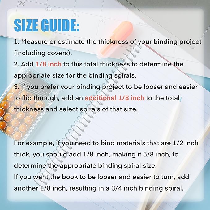 TOTiyea 100 Pack Plastic Spiral Binding Coils, 10mm(3/8") Binding Spirals, 75 Sheet Capacity, 4:1 Pitch, Black