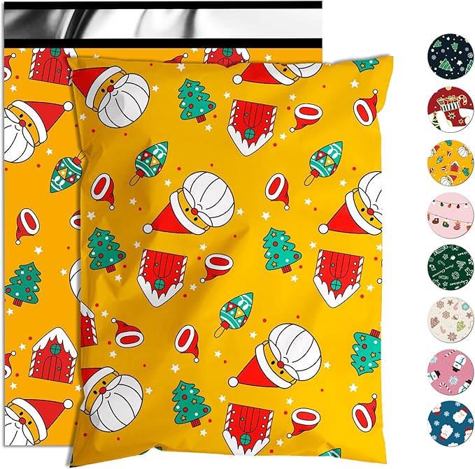 Christmas Poly Mailer - 12x15.5 Inch, Waterproof Shipping Bags - 50 Pcs, Tear-Resistant, Santa Claus Printed