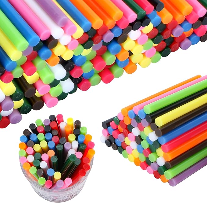MATUFF Colored Hot Glue Sticks Mini 0.27" x 4" Most Popular 12 Colors EVA Hot Melt Adhesive Mini Glue Sticks Bulk for All Temperature Glue Guns for DIY Art Craft Stamp Repairs Gluing Projects 96 Pcs