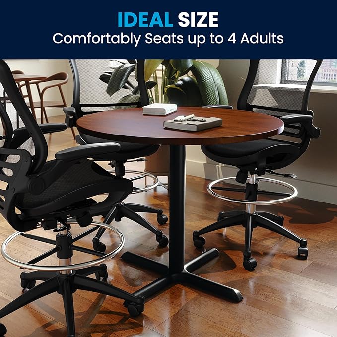 Flash Furniture Chapman 36" Round Multipurpose Conference Table, Business Meeting Table for Office and Conference Rooms, Cherry